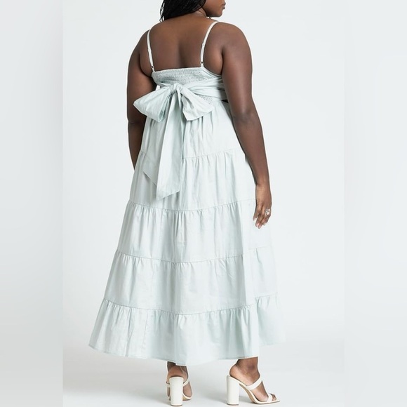 Eloquii Dusty Mint/Sage Green Sleeveless Spaghetti Strap Maxi Sundress - Picture 2 of 6